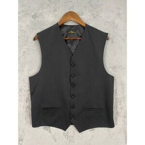 Louis Roth Vest Mens M Black Textured Diamond Formal 6-Button Waistcoat USA Made